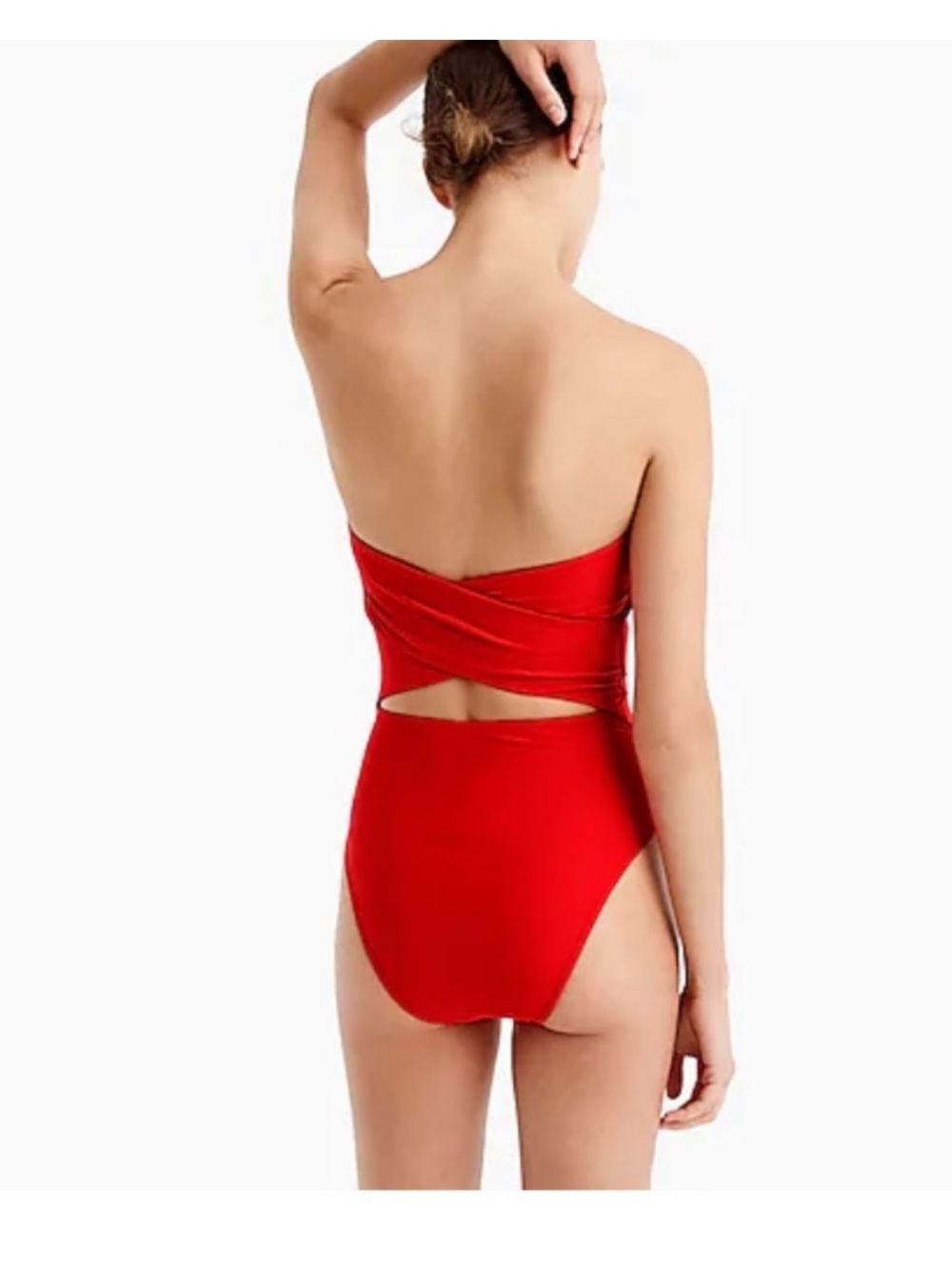 NWT j.crew crossback red bandeau halter swimsuit